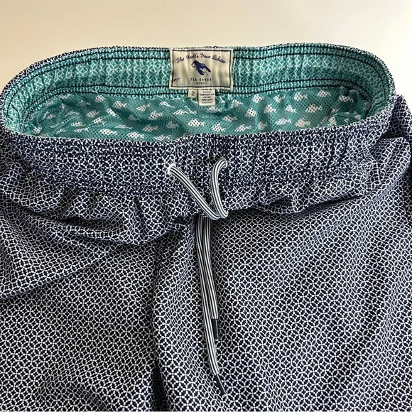 TED BAKER GEOMETRIC NAVY SWIM TRUNKS SIZE 2 (36) US. - Picture 9 of 10